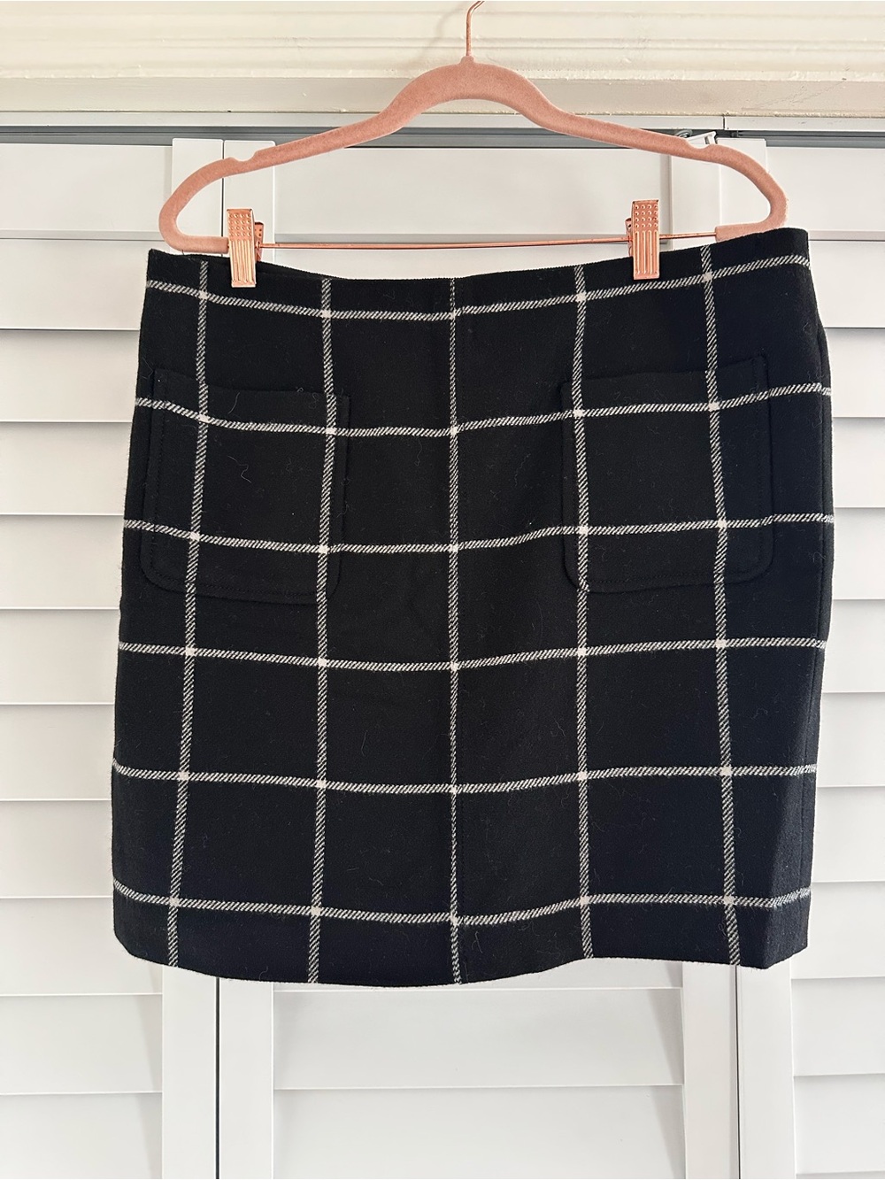 Madewell Black Wool Windowpane Mini Skirt